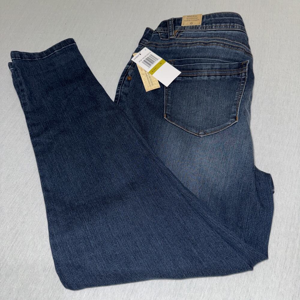 Democracy Jeans Women 14 Blue Ankle Mid Rise Ab Technology Medium Wash Denim NWT